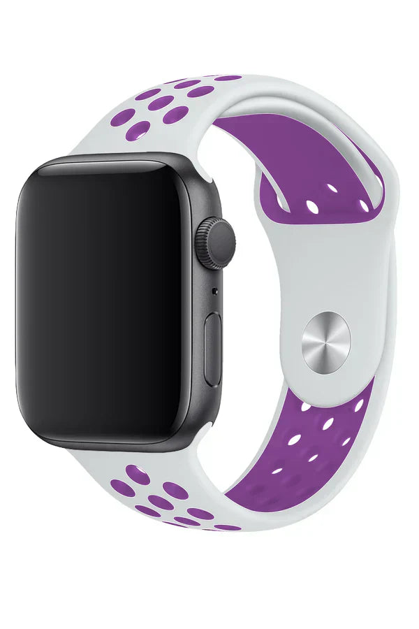 Horlogeband Apple Watch Sport Siliconen Purple White - SAINT CLARE