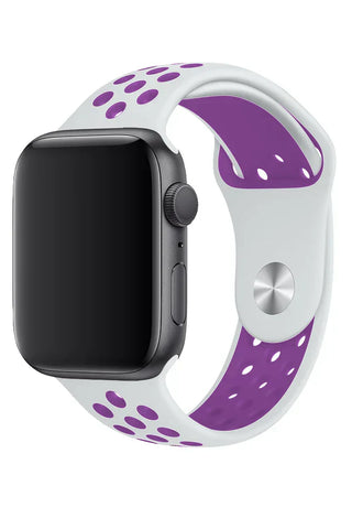 Horlogeband Apple Watch Sport Siliconen Purple White - SAINT CLARE